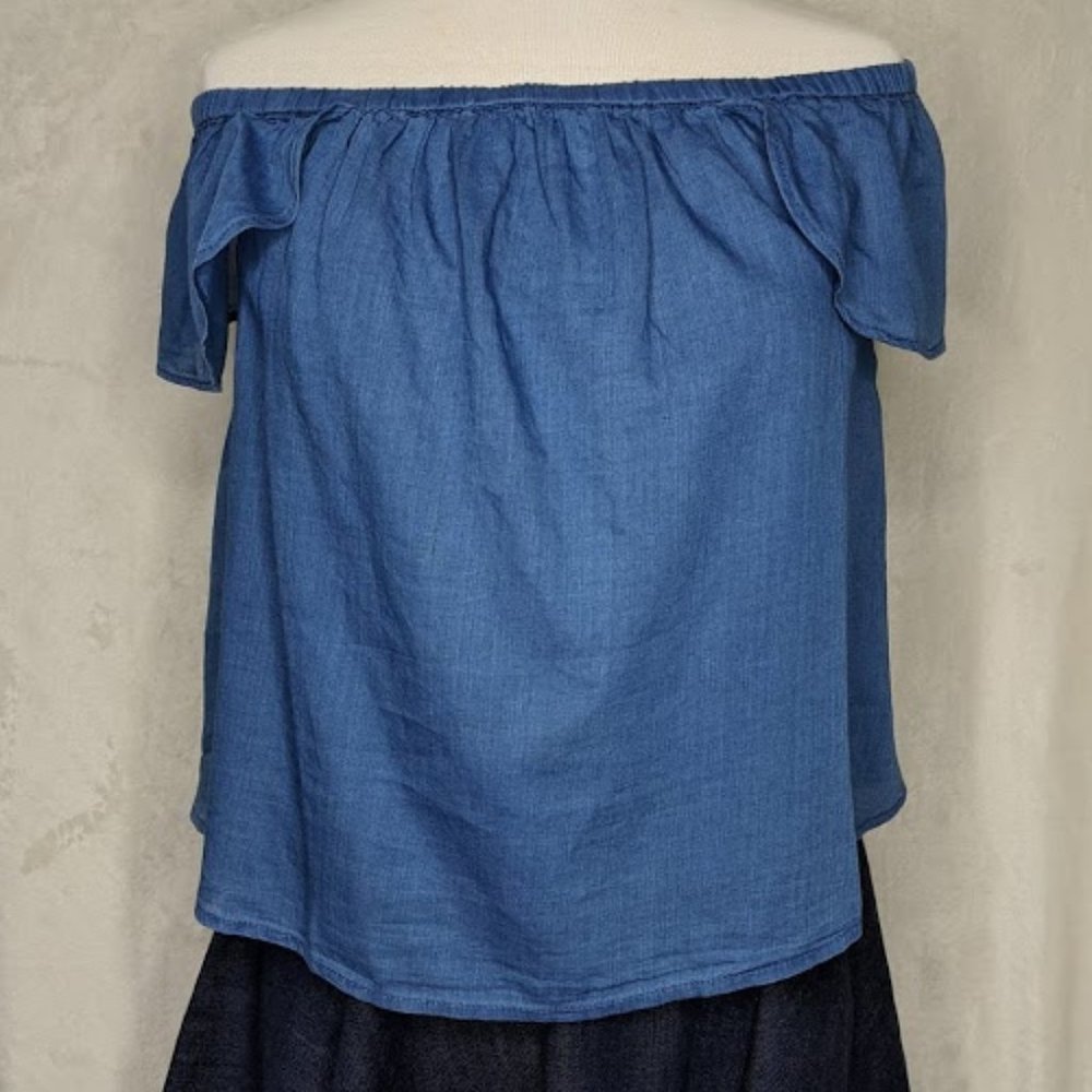 NWT Madewell Chambray Off Shoulder Top Bellamy - Picture 4 of 8